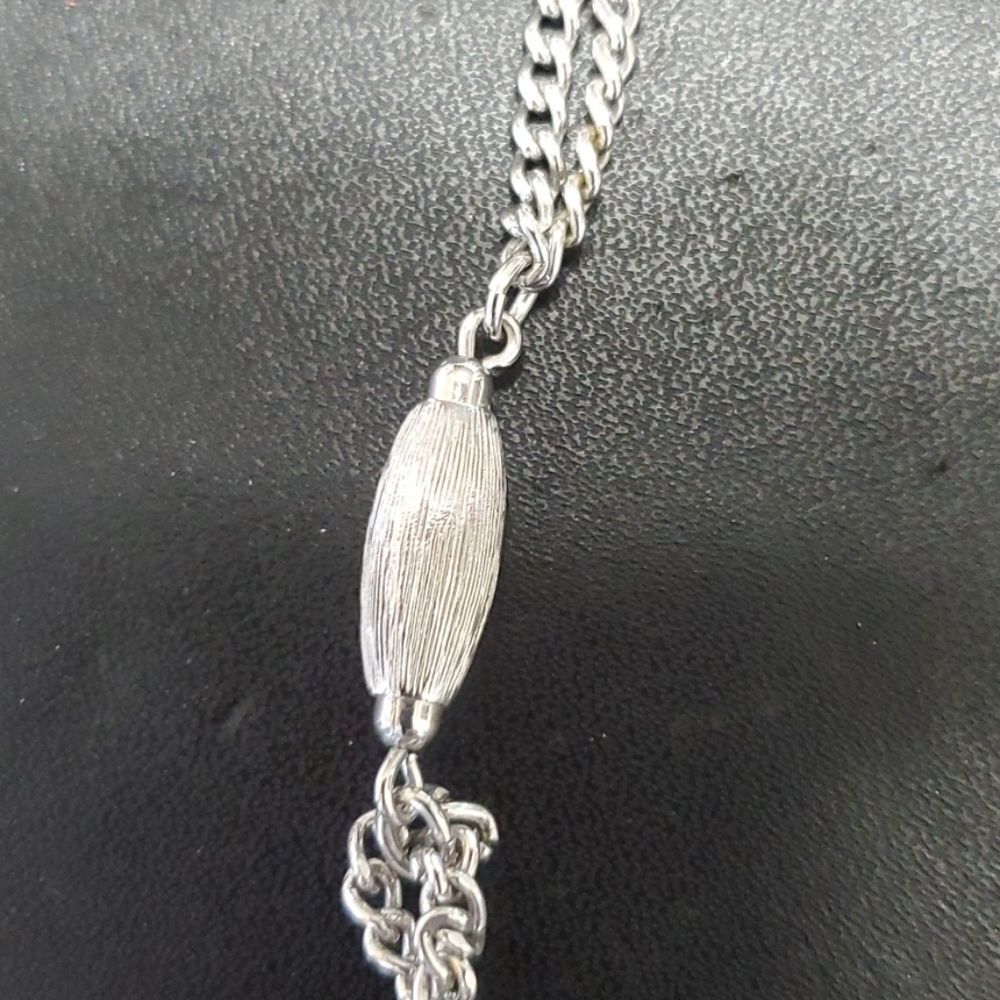 Monet silver tone necklace 54"